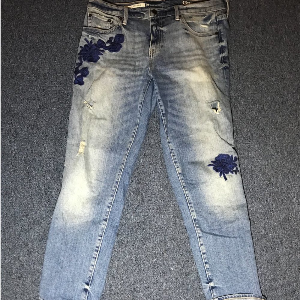 Gap embroidered boyfriend jeans